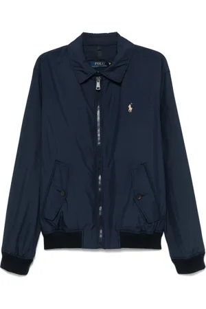 Ralph Lauren Jakke, Herre, Blå, S, Broderet jakke med lynlås foran