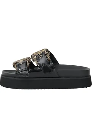 VERSACE Sko, Dame, Sort, 40 EU, Uld, Sorte flade sko med barokspænde