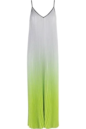 Essentiel Antwerp Kjole, Dame, Flerfarvet, XS, Polyester, Lime Plisseret Maxi Kjole A-Line