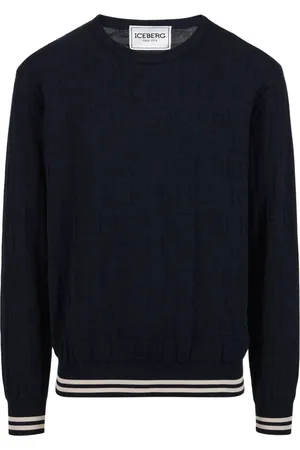Iceberg Strik, Herre, Blå, L, Bomuld, Crewneck Sweater