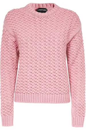 Tom Ford Strik, Dame, Lyserød, M, Uld, Ribstrikket sweater i ren ny uld