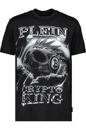 Philipp Plein Top, Herre, Sort, XL, Bomuld, Maxi Print Bomulds T-shirt