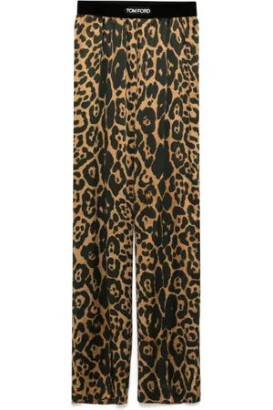 Tom Ford Bukser, Dame, Brun, M, Silke Leopard Bukser