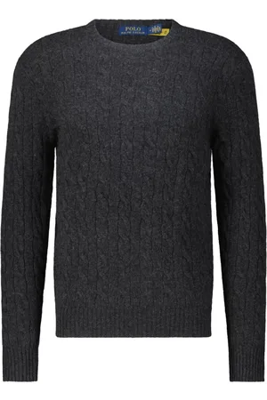 Ralph Lauren Strik, Herre, Grå, 2XL, Uld, Cable Knit Sweater
