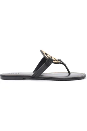 Tory Burch Sko, Dame, Sort, 38 EU, Læder, Læder Miller Sandal med Gyldent Logo