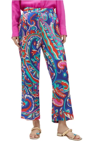 Lola Casademunt Bukser, Dame, Flerfarvet, XS, Polyester, Paisley Print Straight Leg Pants