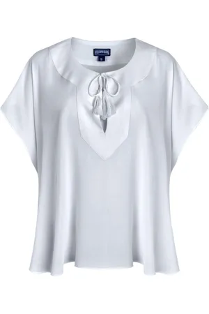 Vilebrequin Bluser & Skjorter, Dame, Hvid, M, Uld, Solid Viscose Top med Brystsnøring