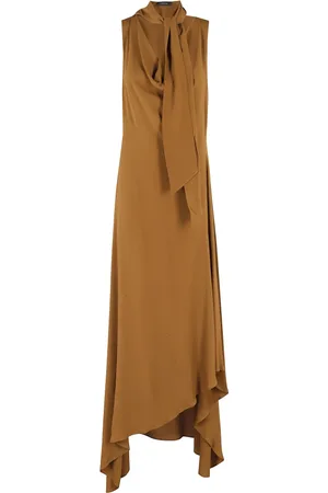 FEDERICA TOSI Kjole, Dame, Brun, S, Amber Crepe de Chine Kjole