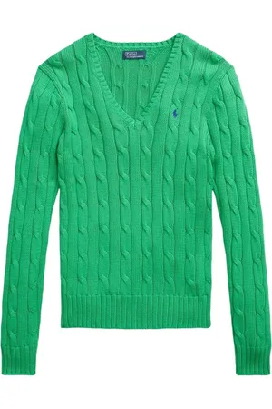 Ralph Lauren Strik, Dame, Grøn, L, Bomuld, Preppy Grøn Langærmet Pullover