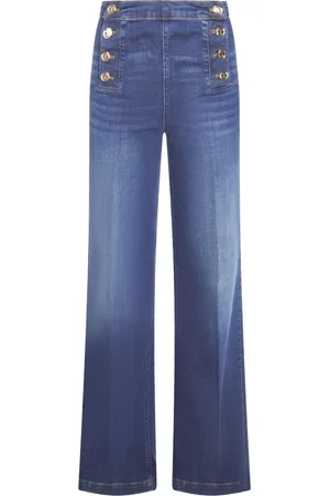 Twin-Set Jeans, Dame, Blå, W30, Denim, Elegant Wide Leg Denim Bukser