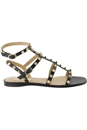 VALENTINO GARAVANI Sko, Dame, Sort, 37 EU, Læder, Leather Rockstud Sandaler