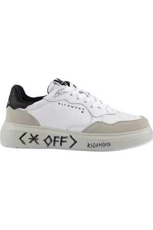 John Richmond Sko, Herre, Hvid, 44 EU, Hvide Sorte Kalveskind Sneakers