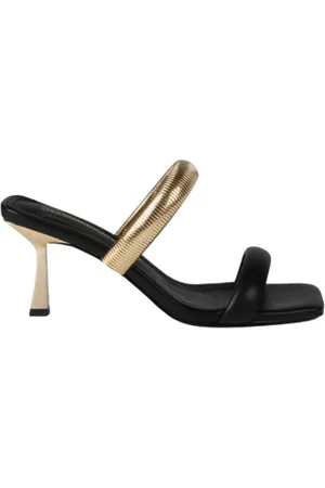 Lola Casademunt Sko, Dame, Sort, 39 EU, Metalrem højhælede sandaler