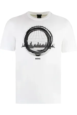 HUGO BOSS Top, Herre, Hvid, 2XL, Bomuld, Bomulds T-shirt med Rund Hals