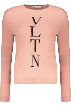 VALENTINO GARAVANI Strik, Dame, Lyserød, M, Uld, Ribstrikket Crew-Neck Sweater
