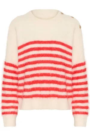 Part Two Strik, Dame, Rød, S, Uld, Soft Knit Sweater Mars Stripe