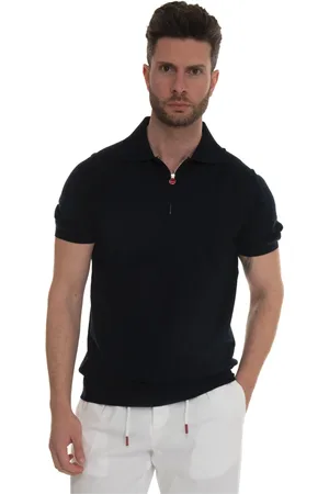 Kiton Top, Herre, Blå, L, Bomuld, Jersey Polo Shirt