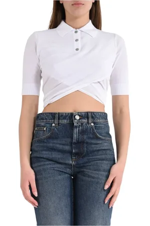 Sportmax Top, Dame, Hvid, S, Bomuld, Bomuldspolo med metal knapper