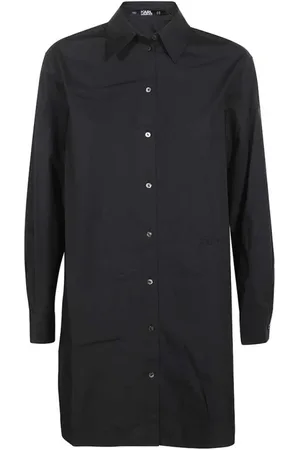Karl Lagerfeld Kjole, Dame, Sort, L, Bomuld, Skjortekjole