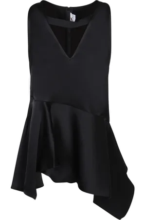 J.W.Anderson Top, Dame, Sort, 2XS, Polyester, Asymmetrisk syet V-hals top