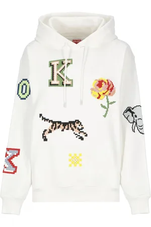 Kenzo Sweathshirts & Hoodies, Dame, , XS, Bomuld, Bomuldshættetrøje med Pixelbroderier