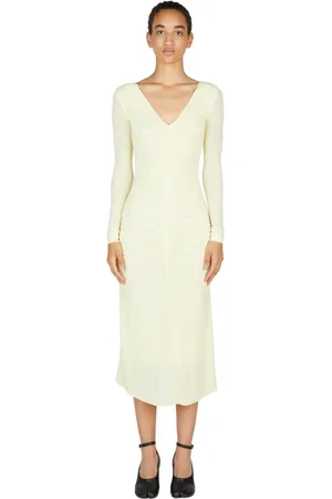 Isabel Marant Kjole, Dame, Gul, XS, Uld, Laly Ruched Semi-Sheer Kjole
