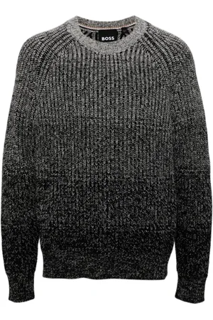 HUGO BOSS Strik, Herre, Grå, L, Rundhalset strik