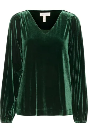 Part Two Bluser & Skjorter, Dame, Grøn, XL, Polyester, Elegant V-Neck Bluse