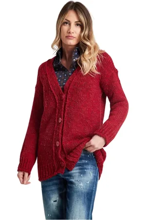 Dondup Strik, Dame, Rød, S, Uld, Stilfuld Cardigan