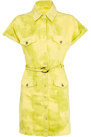 Patrizia Pepe Kjole, Dame, Grøn, 2XS, Denim, Kort denim skjortekjole