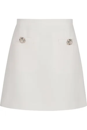 VALENTINO GARAVANI Nederdel, Dame, Hvid, XS, Uld, Solid Ivory Kort Nederdel