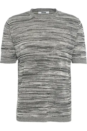 Mauro Grifoni Top, Herre, Grå, L, Grå Strik T-Shirt Rund Hals
