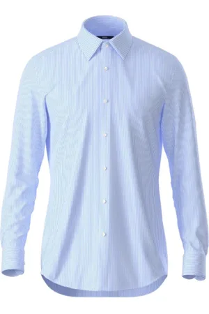 HUGO BOSS Skjorte, Herre, Blå, 3XL, Uld, Hank Kent Stribet Skjorte
