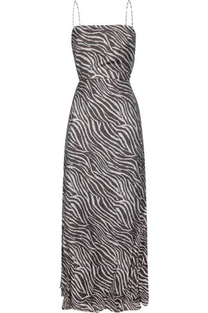 IRO Kjole, Dame, Flerfarvet, XS, Zebra Print Sweetheart Neckline Midi Kjole