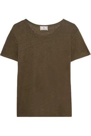 Inès de la Fressange Top, Dame, Grøn, XL, Linned, Sunny T-shirt i khaki linned