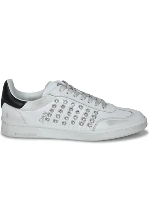 Dsquared2 Sko, Herre, Hvid, 45 EU, Hvide Sneakers med Metalnitter