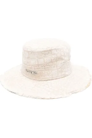Jacquemus Tilbehør, Herre, Hvid, 60 CM, Uld, Hatte med flad krone og snøre