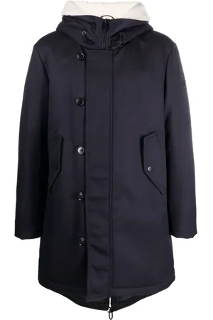 Peuterey Jakke, Herre, Blå, 2XL, Uld, Button-Up Vatteret Hættefrakke