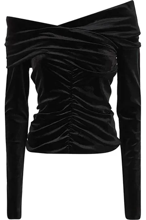 Serafini Bluser & Skjorter, Dame, Sort, S, Uld, Langærmet figursyet sweater med skulderdetalje