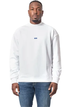 HUGO BOSS Sweathshirts & Hoodies, Herre, Hvid, S, Bomuld, Hvid Sweater Straight Fit Lange Ærmer