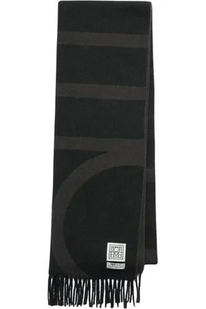 Totême Tilbehør, Dame, Sort, ONE SIZE, Uld, Monogram Jacquard Uldtørklæde