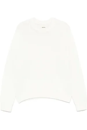 Khaite Strik, Dame, Hvid, S, Cashmere, Crew Neck Sweater med Raglanærmer
