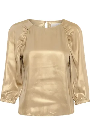 Part Two Bluser & Skjorter, Dame, Gul, M, Uld, Gylden Metallisk Bluse
