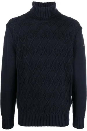 Paul & Shark Strik, Herre, Blå, 2XL, Uld, Ulden turtleneck sweater