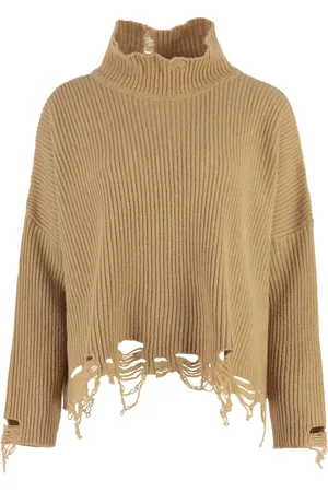 Pinko Strik, Dame, , S, Uld, Ribstrikket turtleneck sweater