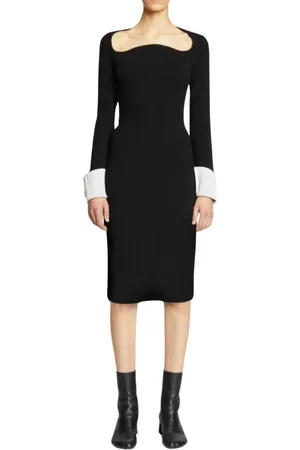 Proenza Schouler Kjole, Dame, Sort, L, Uld, Chic Midi Kjole