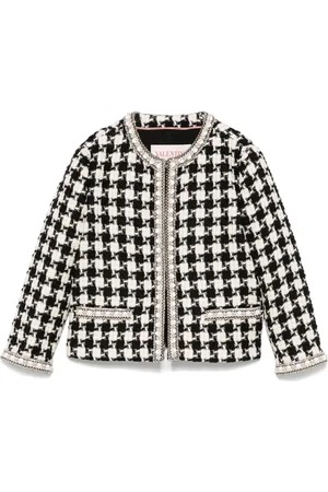 VALENTINO GARAVANI Jakke, Dame, Sort, 2XL, Tweed, Broderet Tweed Blazer