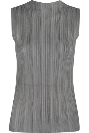 SEMICOUTURE Top, Dame, Grå, S, Højhalset ærmeløs top i tåge