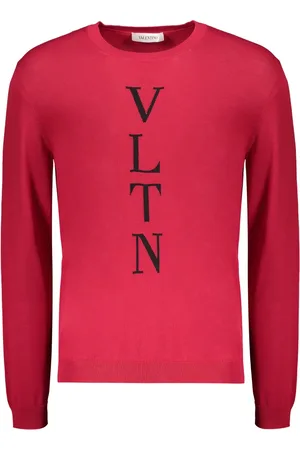 VALENTINO GARAVANI Strik, Herre, Rød, L, Bomuld, Ribstrikket bomuldssweater med logo foran