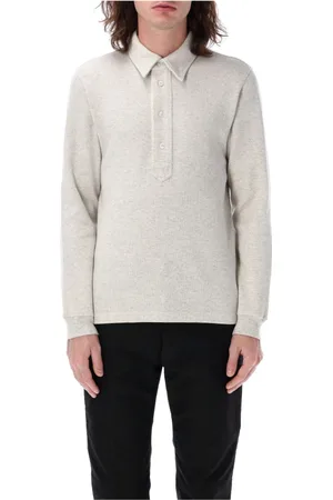 Tom Ford Strik, Herre, Grå, XL, Bomuld, Fleece Polo Shirt